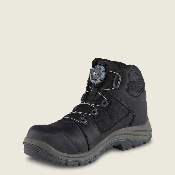 Red Wing Mens Hiking Boots - Trades - 5-inch Waterproof Safety Toe - Black/Grey - QAS471206